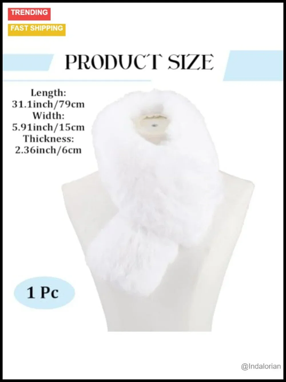 Faux Fur Scarf Removable Plush Collar Warm Thick Fuzzy Shawl Long Neck Scarves